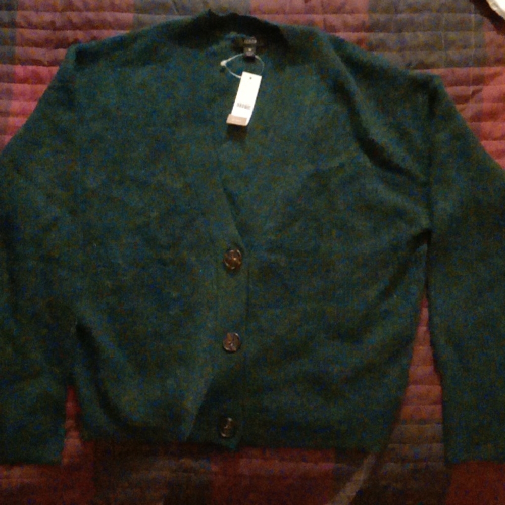 Ribbed V-neck cardigan sweater